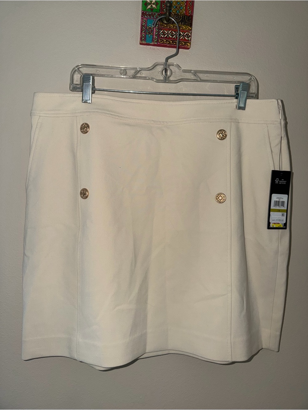 KARL LAGERFELD 🤍 white Mini Skirt with Gold Buttons and pockets
